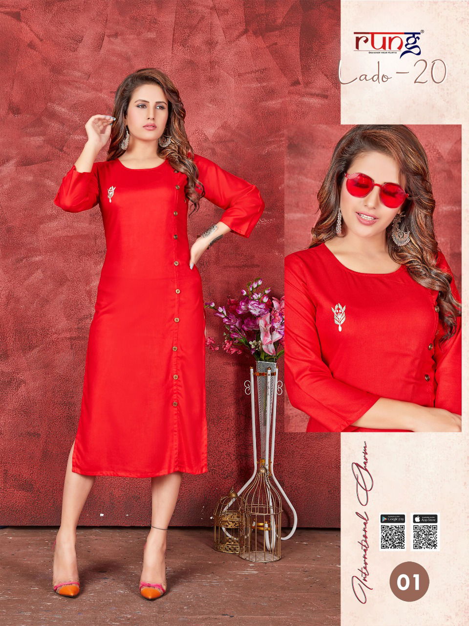 Rung Lado 20 Ethnic Regular Wear Rayon Designer Kurti Collection